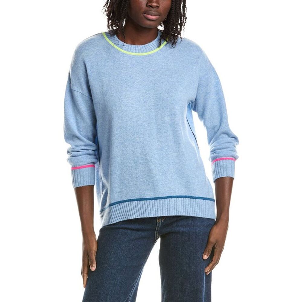 &Isla Womens  Bonnie Curved Hem 100% Cashmere Sweater, Blue